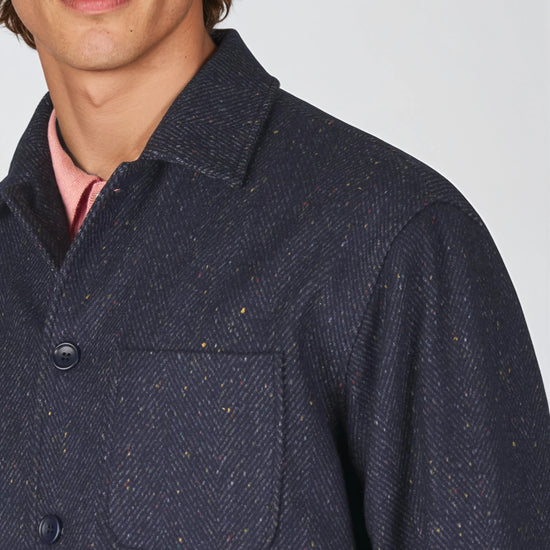 Herringbone Wool-Blend Chore Jacket with Knickerbocker Yarn - MONTEZEMOLO