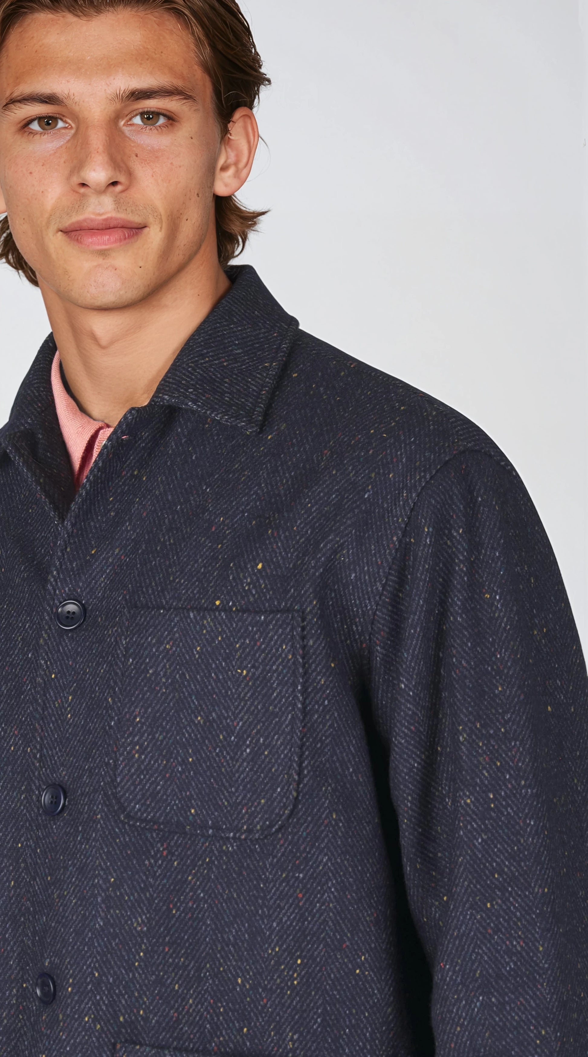 Herringbone Wool-Blend Chore Jacket with Knickerbocker Yarn - MONTEZEMOLO