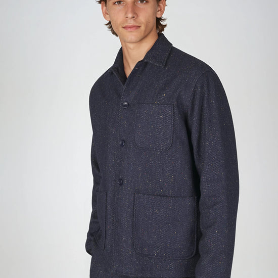 Herringbone Wool-Blend Chore Jacket with Knickerbocker Yarn - MONTEZEMOLO