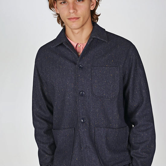 Herringbone Wool-Blend Chore Jacket with Knickerbocker Yarn - MONTEZEMOLO