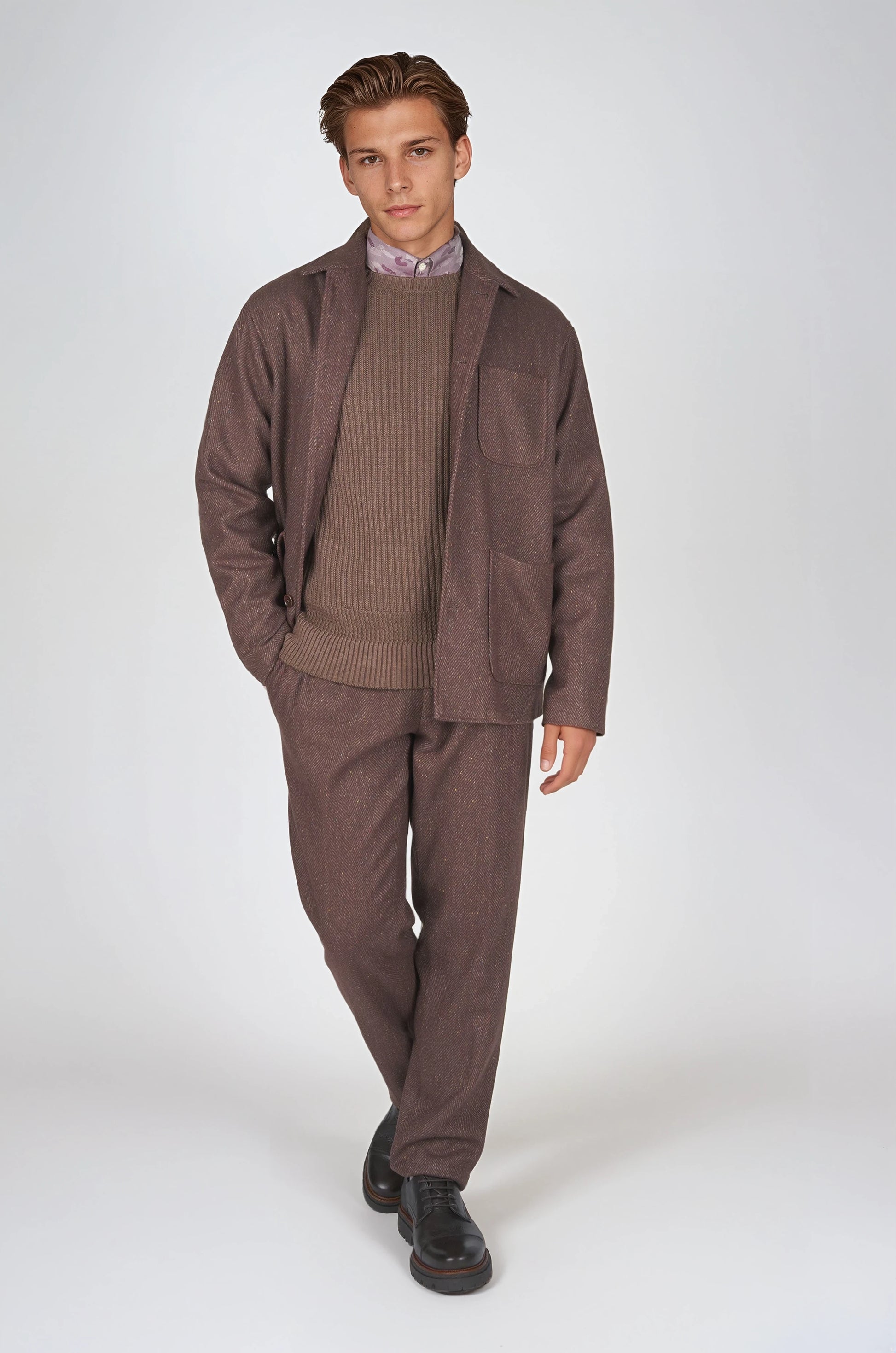 Herringbone Wool-Blend Trousers with Knickerbocker Yarn - MONTEZEMOLO