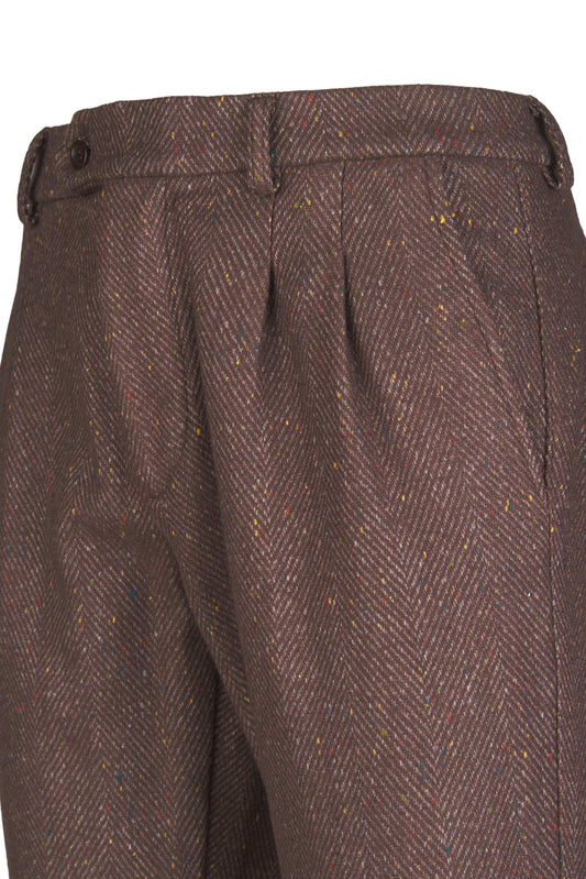 Herringbone Wool-Blend Trousers with Knickerbocker Yarn - MONTEZEMOLO