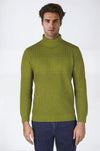 High-Neck Wool-Blend Intarsio Knit Sweater