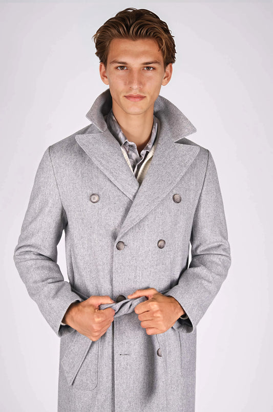 Unlined Double-Breasted Merino Wool Trench Coat