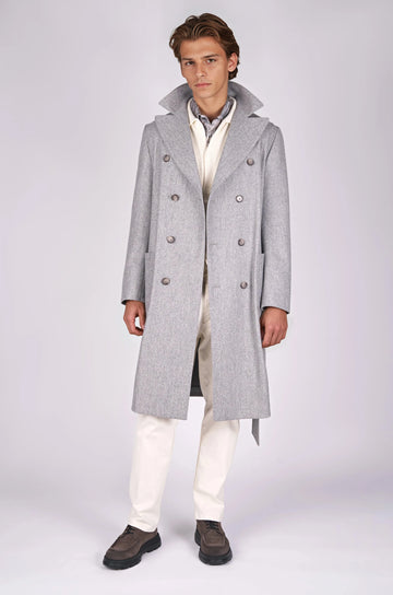 Unlined Double-Breasted Merino Wool Trench Coat