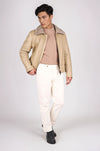 Nubuck Leather Trucker Jacket with Shearling Lining - MONTEZEMOLO