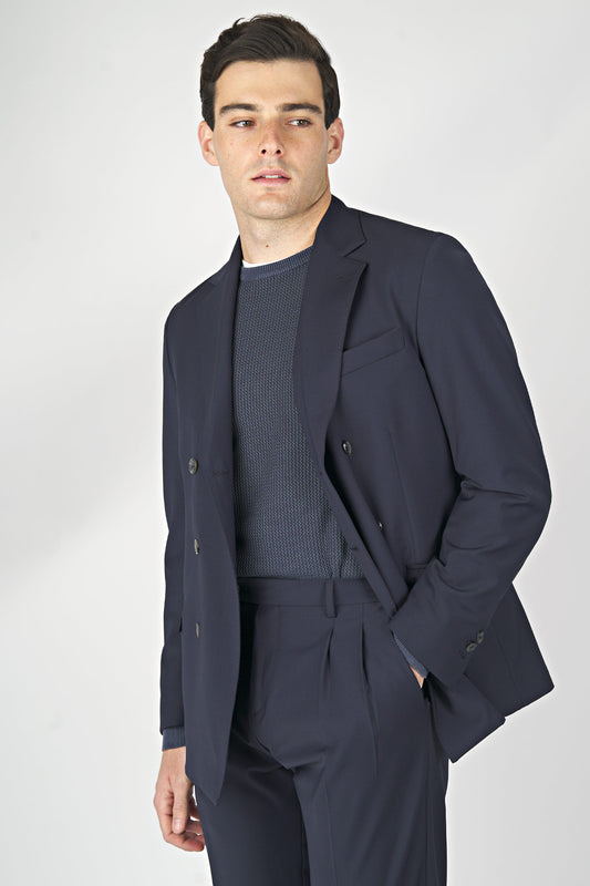 Bi-Stretch Wool Double-Breasted Jacket