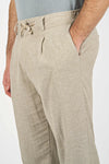 Cotton & Linen Chevron Weave Drawstring Trousers