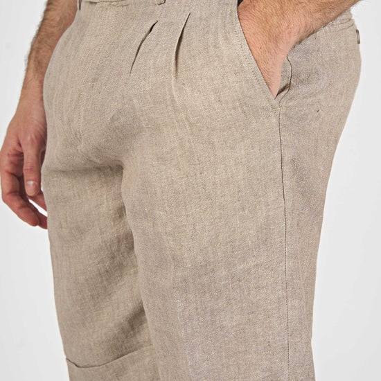 Double Pleated Linen Shorts - MONTEZEMOLO