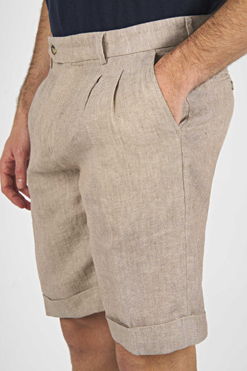 Double Pleated Linen Shorts - MONTEZEMOLO