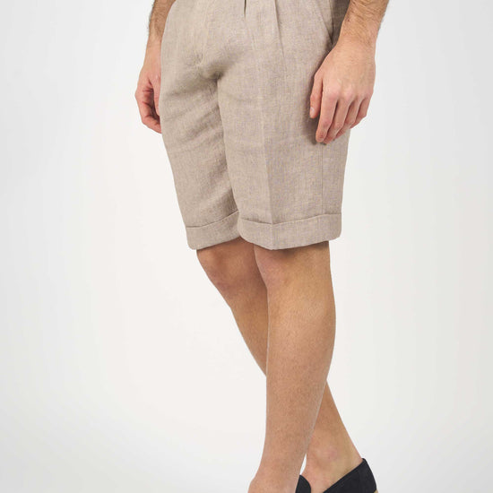 Double Pleated Linen Shorts - MONTEZEMOLO