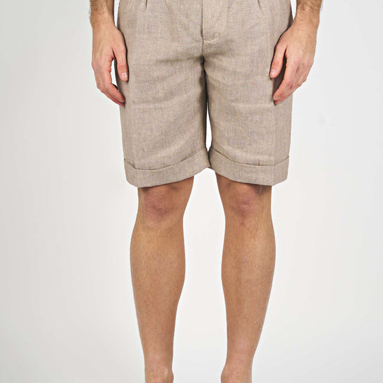 Double Pleated Linen Shorts - MONTEZEMOLO