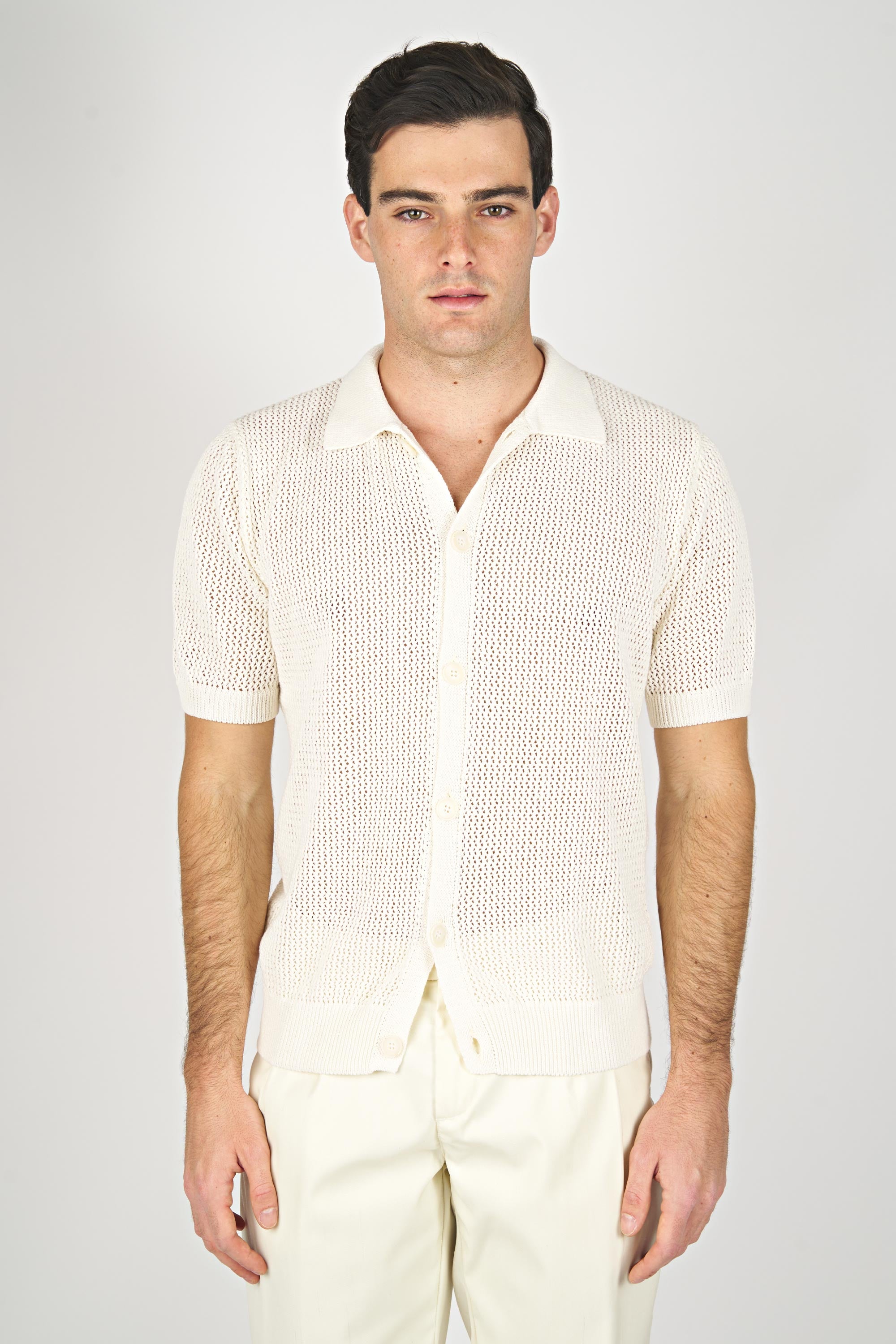 MONTEZEMOLO Open Knit Polo Cardigan