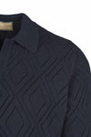 Open-Knit Inlaid Polo shirt