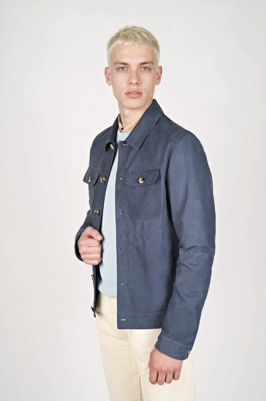 Nubuck Leather Trucker Jacket - MONTEZEMOLO