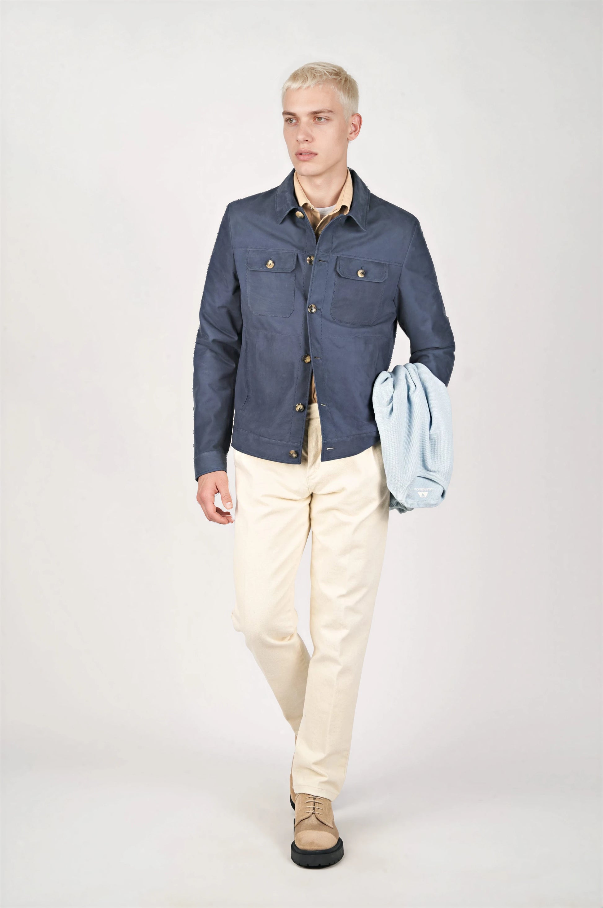 Nubuck Leather Trucker Jacket - MONTEZEMOLO