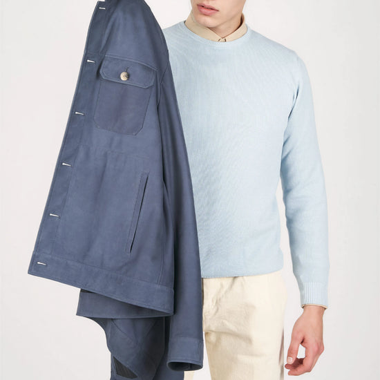 Nubuck Leather Trucker Jacket - MONTEZEMOLO