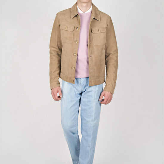 Reindeer Leather Trucker Jacket - MONTEZEMOLO