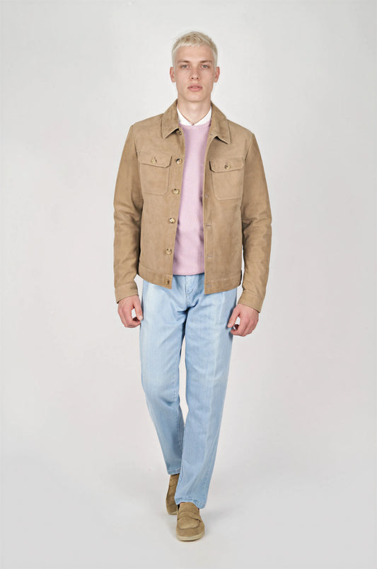 Reindeer Leather Trucker Jacket - MONTEZEMOLO