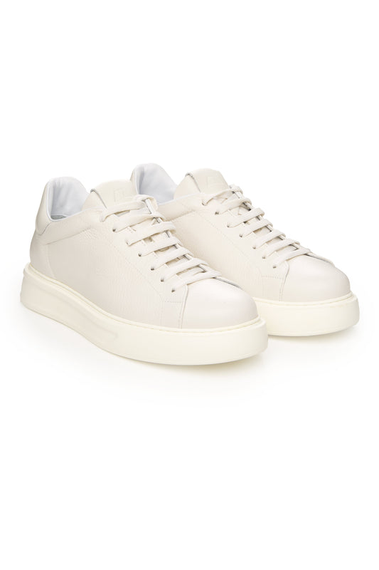 Tumbled-Leather Platform Sneakers