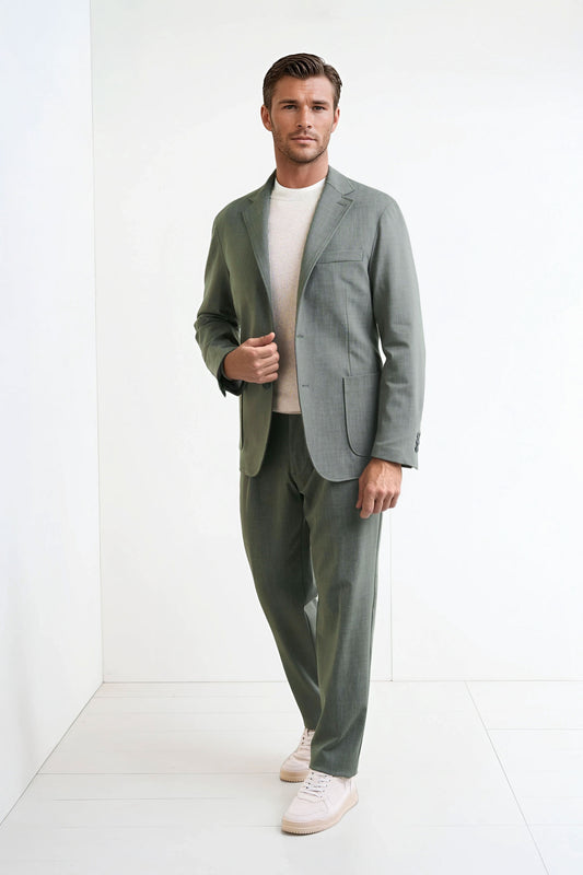 Unlined micro-printed jersey blazer