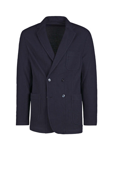 Birdseye-knit jersey double-breasted blazer
