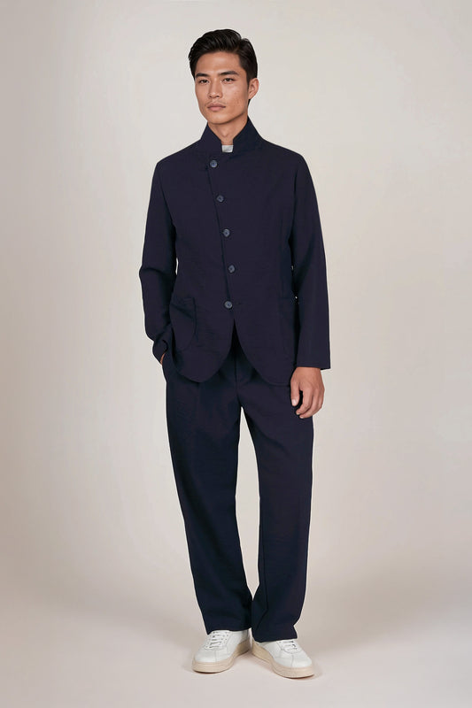 Seersucker Wool Star Collar Jacket