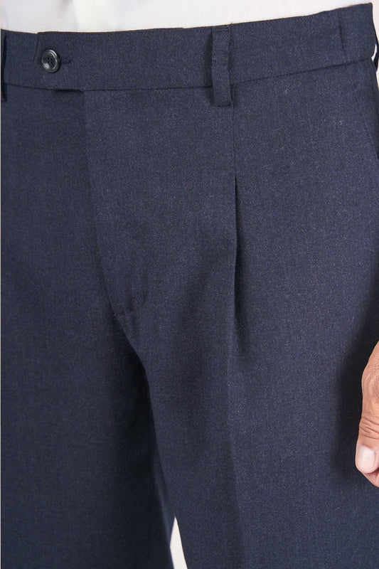 Single pleat stretch ACTIVE wool trousers