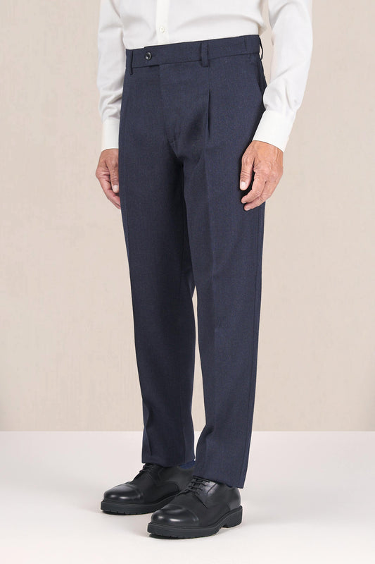 Single pleat stretch ACTIVE wool trousers