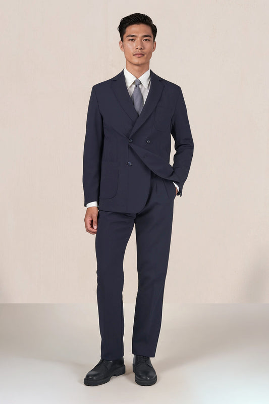 Technical stretch pleated trousers