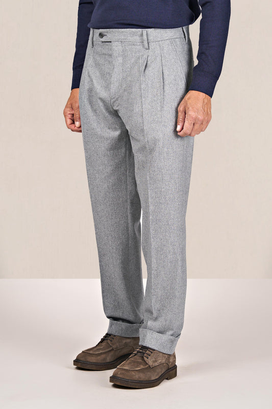 Double-pleat wool-cashmere trousers