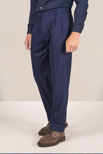 Double-pleat wool-cashmere trousers