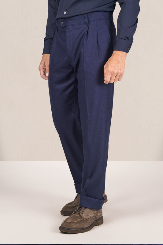 Double-pleat wool-cashmere trousers