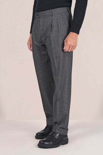 Wide-Leg Wool-stretch pleated trousers