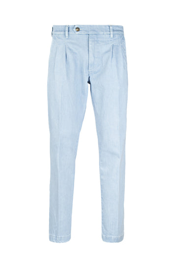 Denim pants with double pleats - MONTEZEMOLO
