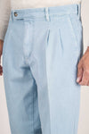 Denim pants with double pleats
