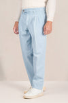 Denim pants with double pleats