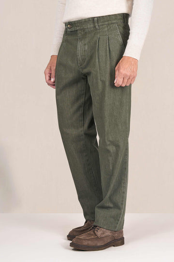 Washed denim trousers with pleats - MONTEZEMOLO