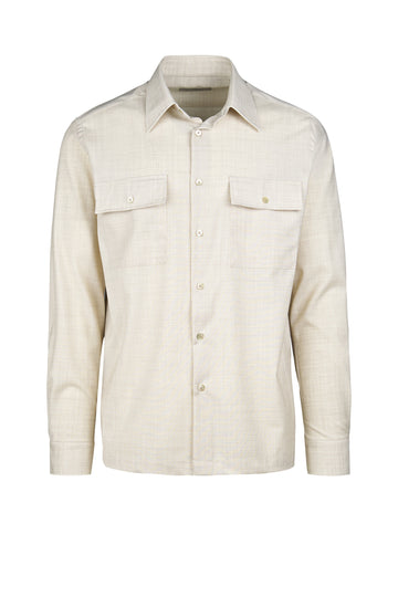 Spear-collar mélange shirt