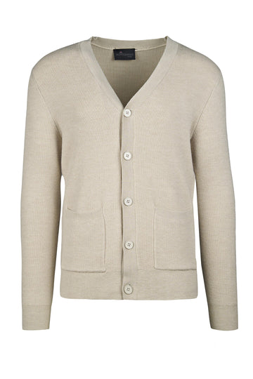 Ribbed V-neck Cardigan