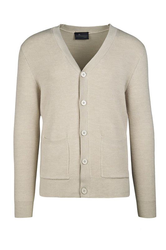 Ribbed V-neck Cardigan