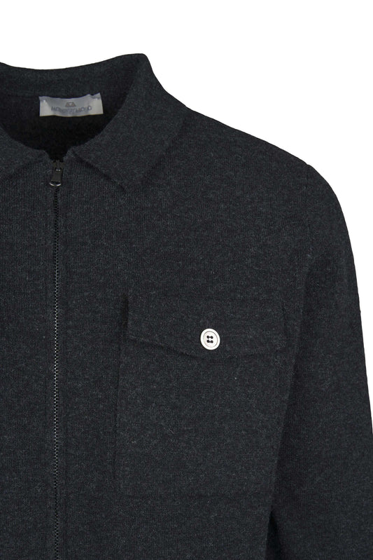 Shirt-style full-zip knit