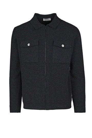 Shirt-style full-zip knit