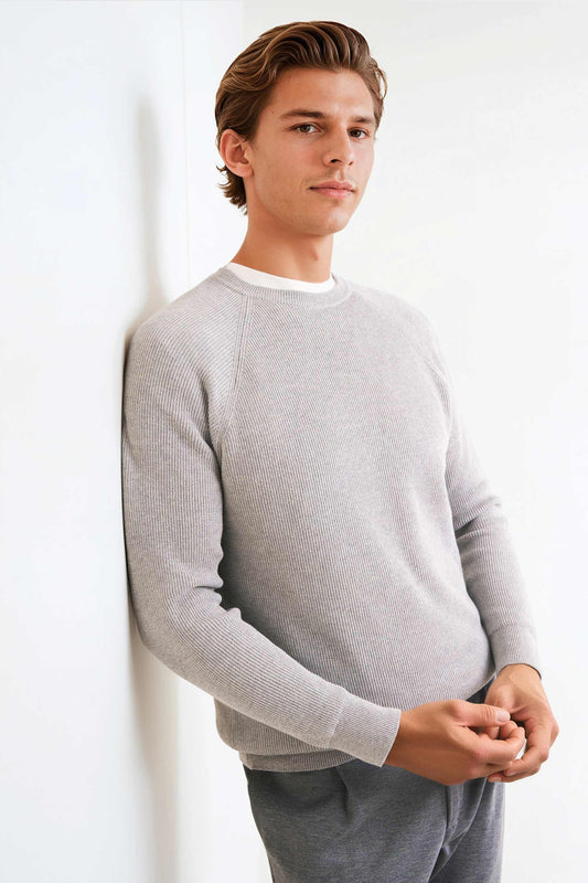 Supima cotton raglan crewneck sweater