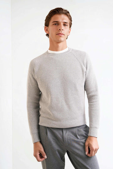 Supima cotton raglan crewneck sweater