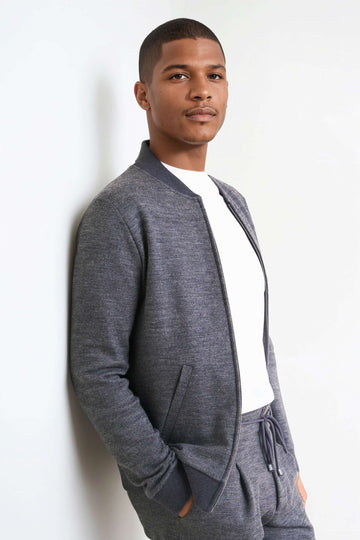 Wool Rib Jersey Varsity Jacket