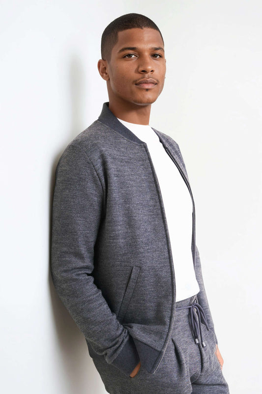 Wool Rib Jersey Varsity Jacket