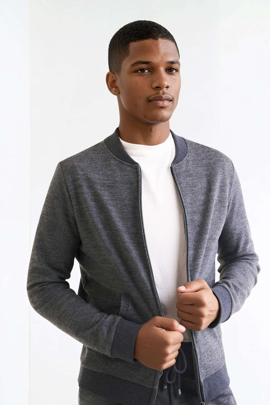 Wool Rib Jersey Varsity Jacket