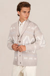 Jacquard shawl-collar cardigan