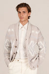Jacquard shawl-collar cardigan